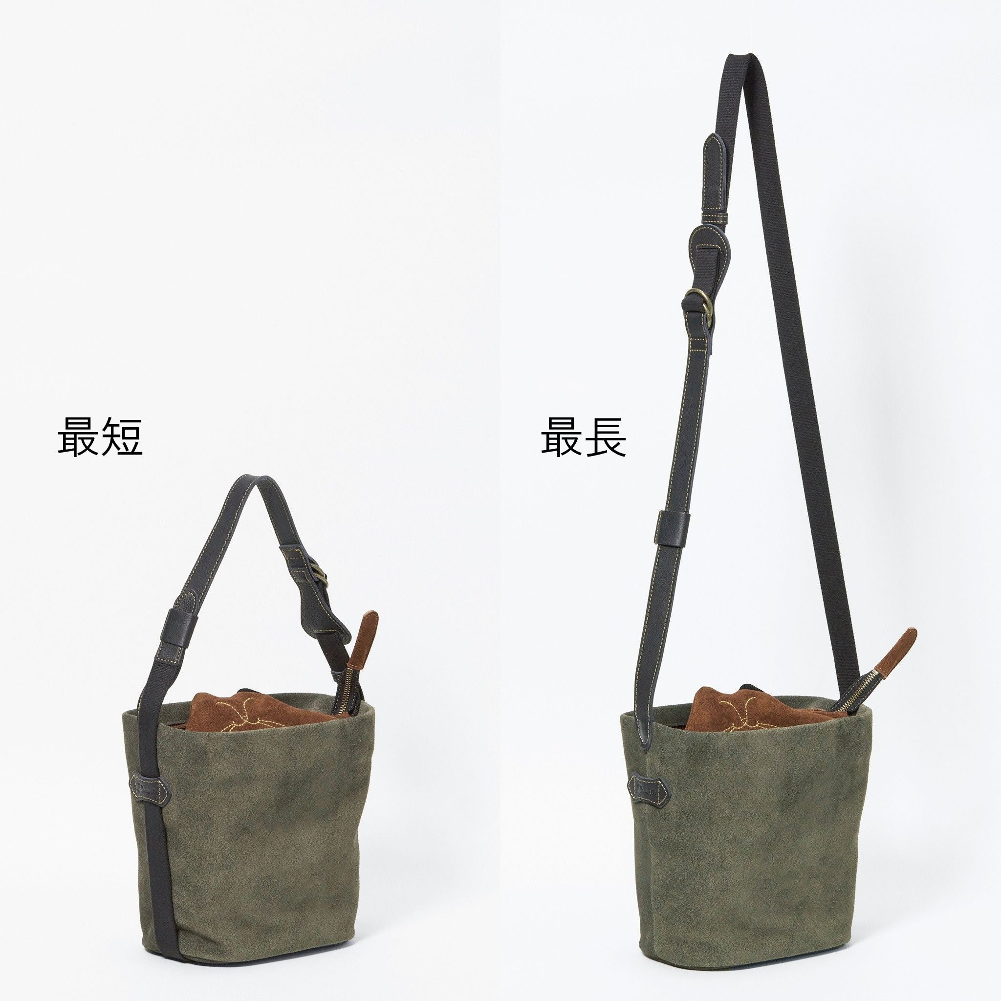 短く調節すると、ハンドバッグとしてもお使いいただけます。